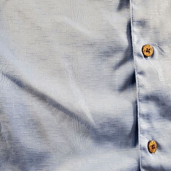 Passion Shirt Men 2XL Blue Polyester Short Sleeve Side Slit Collared Button Down - Picture 6 of 8